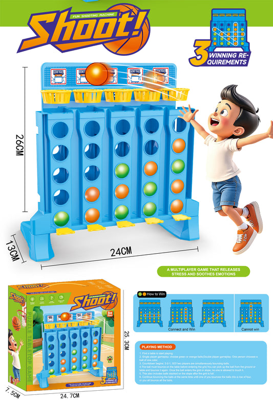 Basketball Bounce Connect Game for Kids – 2 Player 4-in-a-Row Shooting Family Tabletop Game