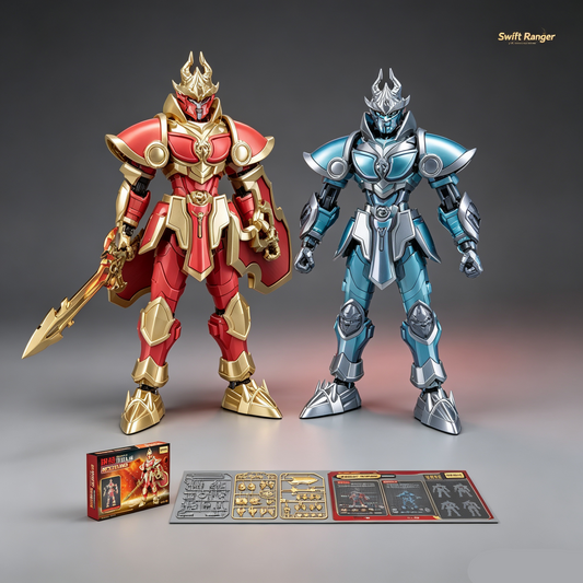 Knight Blaze Multi-Joint Movable Assembly Mecha Figure, DIY Puzzle Model Kit, Posable Deformable Robot Action Figure, Collectible Toy Gift for Boys