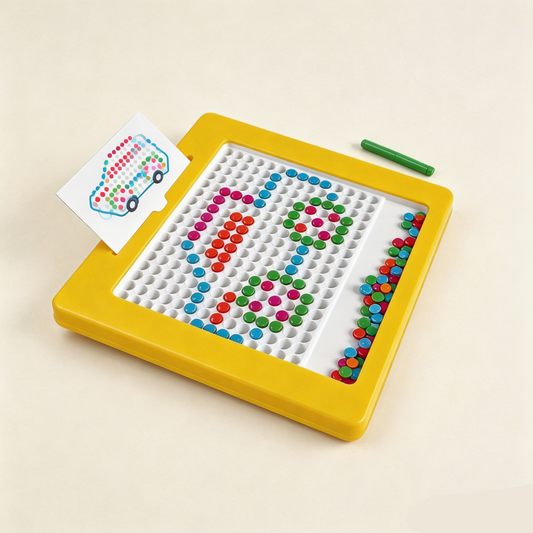 Magnetic Bead Drawing Board for Kids – Fine Motor Skills & Focus Training Educational Toy with 10 Pattern Cards