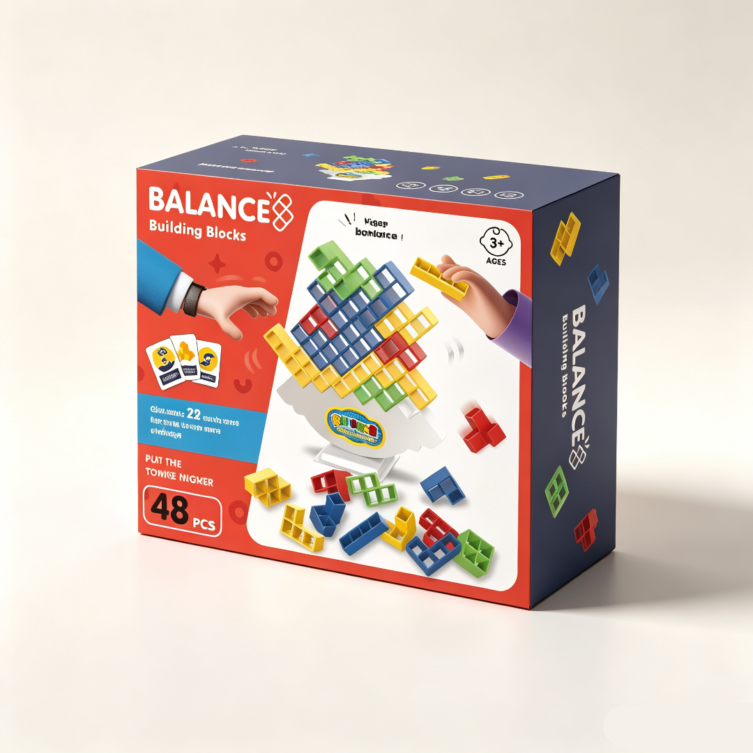 Tetris‑Style Wobble Stacking Balance Game,Kids Educational Building Blocks Board Game,Family Party Stack High Toy,Perfect Birthday Christmas Gift for Children