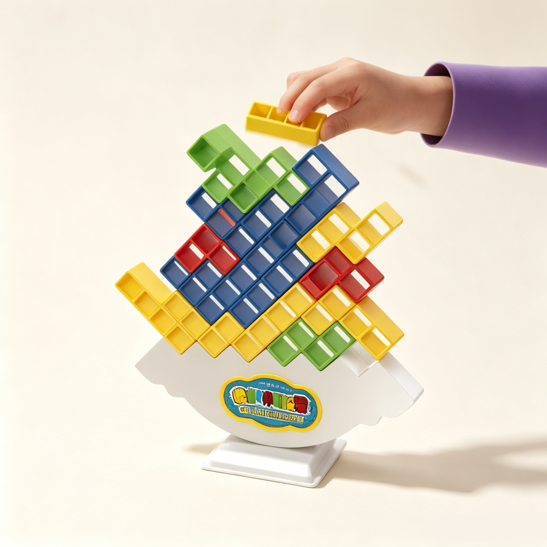 Tetris‑Style Wobble Stacking Balance Game,Kids Educational Building Blocks Board Game,Family Party Stack High Toy,Perfect Birthday Christmas Gift for Children