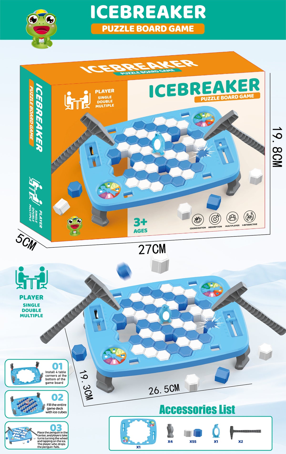 Penguin Ice Breaker Game for Kids – Save the Penguin Hammer Challenge Family Board Game
