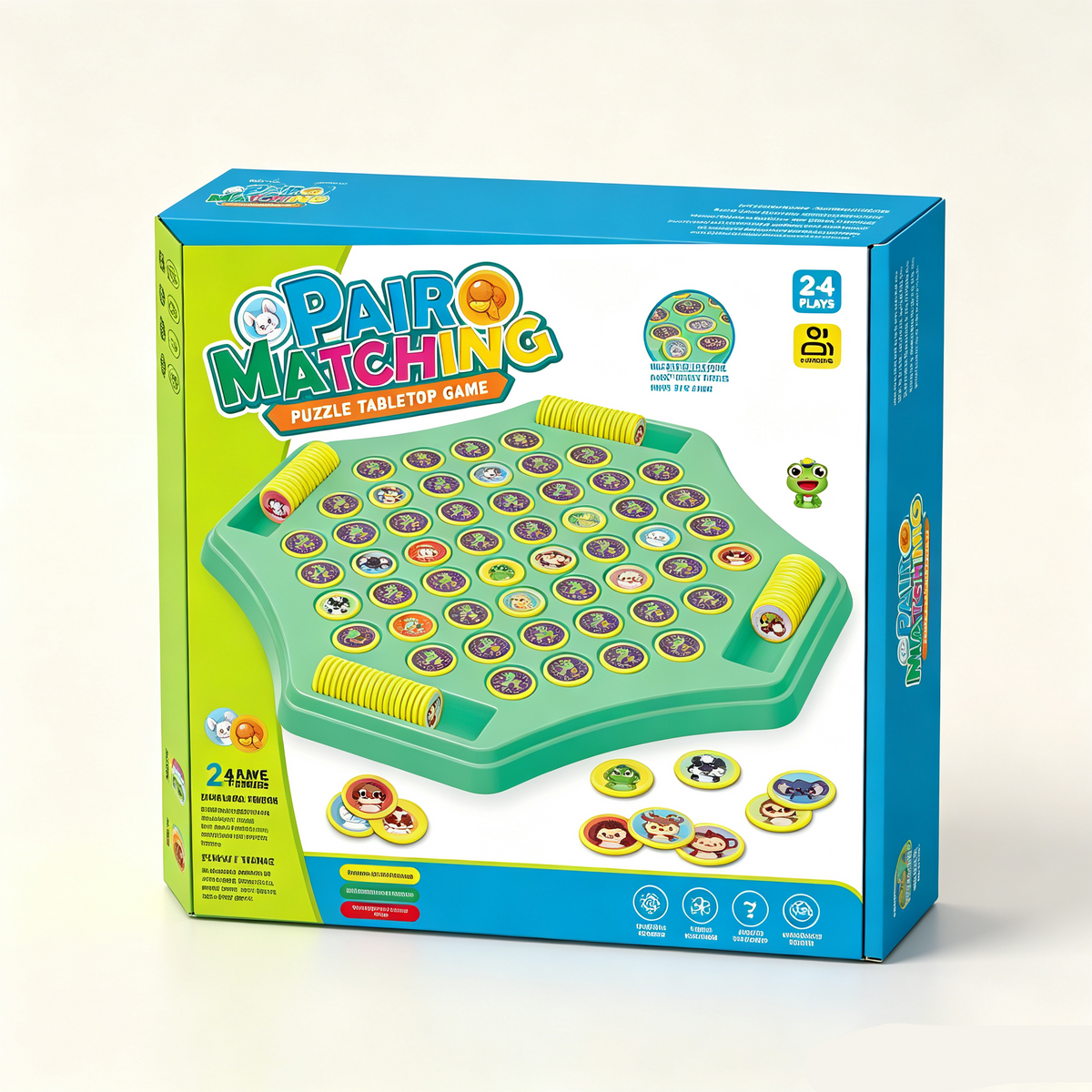 Pair Matching Memory Game for Kids – Animal & Fruit Logic Training Family Board Game