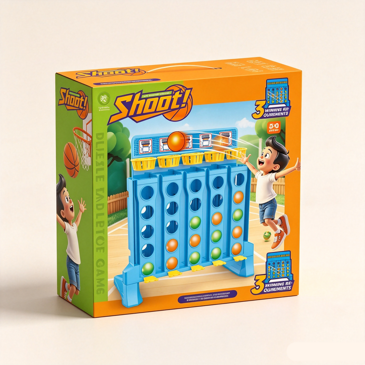 Basketball Bounce Connect Game for Kids – 2 Player 4-in-a-Row Shooting Family Tabletop Game