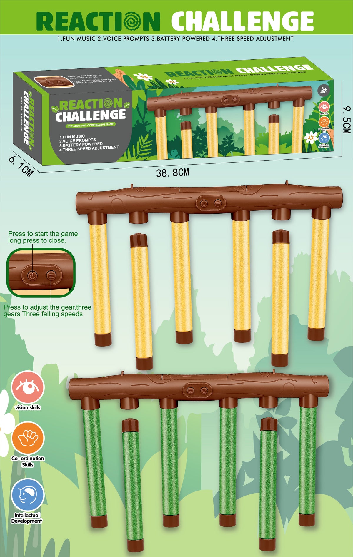Reaction Catch Stick Game for Kids – Hand-Eye Coordination & Reflex Training Interactive Toy