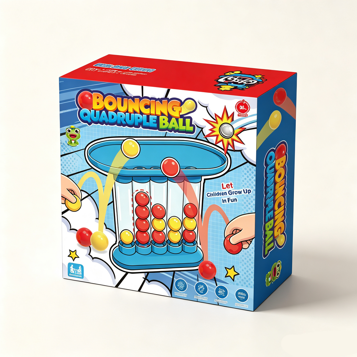 Bouncing 4-in-a-Row Ball Game for Kids – 2 Player Tabletop Challenge & Family Party Toy