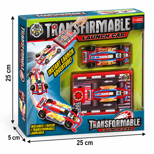 Transformable Launch Racing Car Toy – Pop-Up Car Launcher with Window Box Packaging