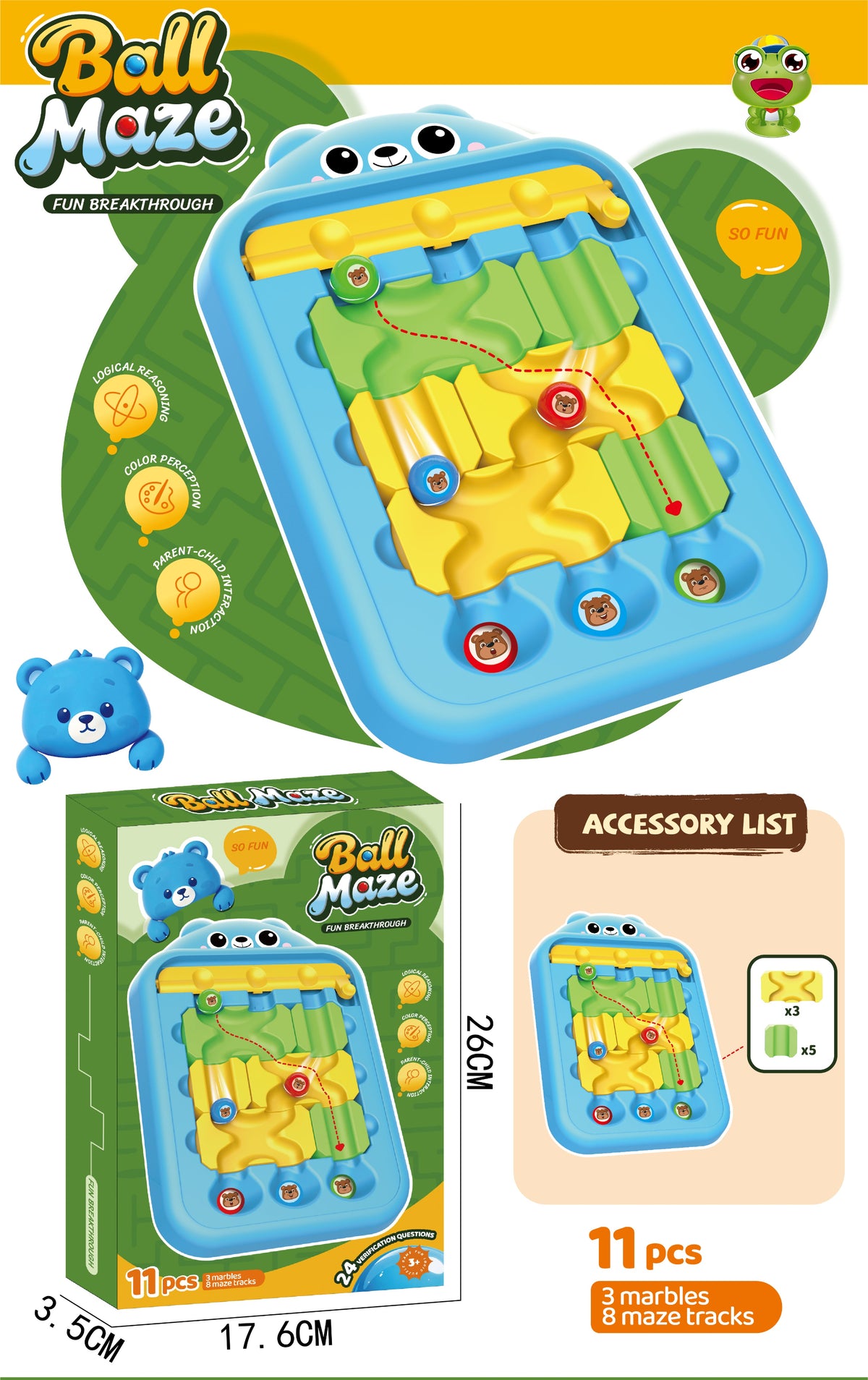 Kids Marble Maze Puzzle Game – Logic Thinking & Problem-Solving Tabletop Toy for Ages 3–6