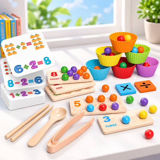 Montessori Color Sorting & Counting Toy for Kids – Fine Motor Bead Matching Learning Set
