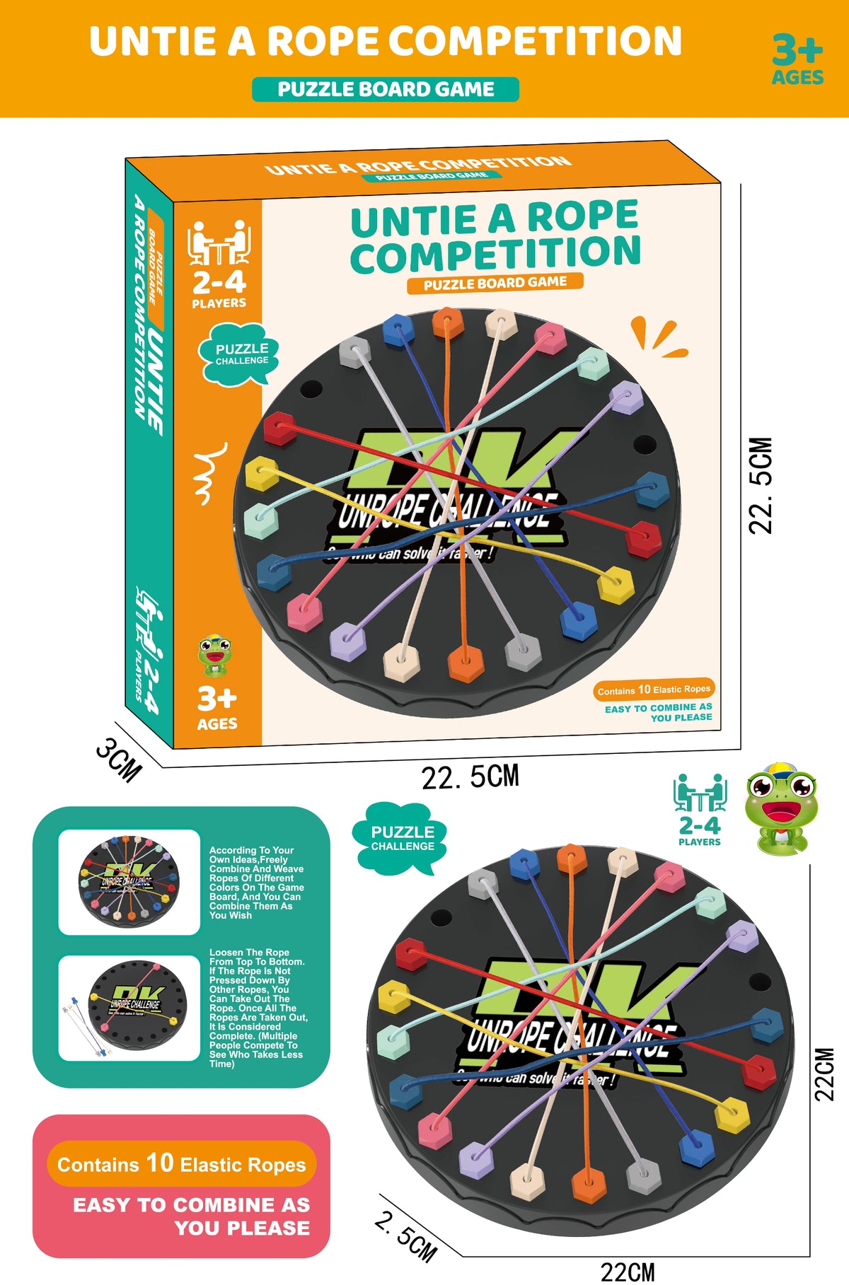 Rope Untying Challenge Game for Kids – 2–4 Player Logic Puzzle & Focus Training Toy
