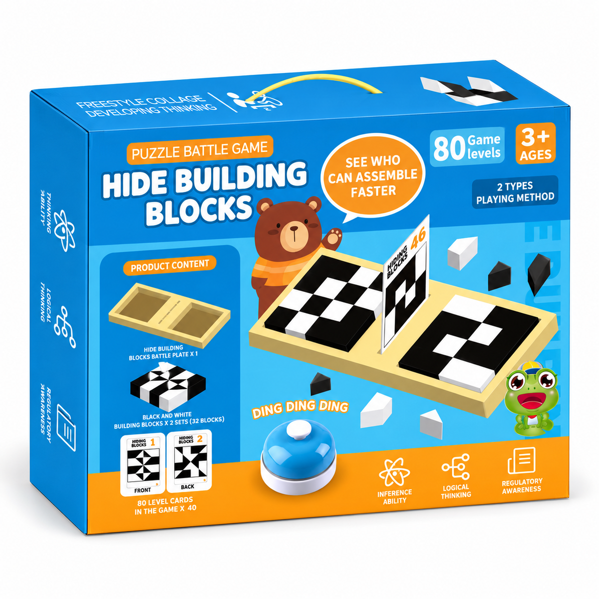 2-Player Hidden Blocks Puzzle Battle – 3D Spatial Reasoning & Logic Building Game for Kids