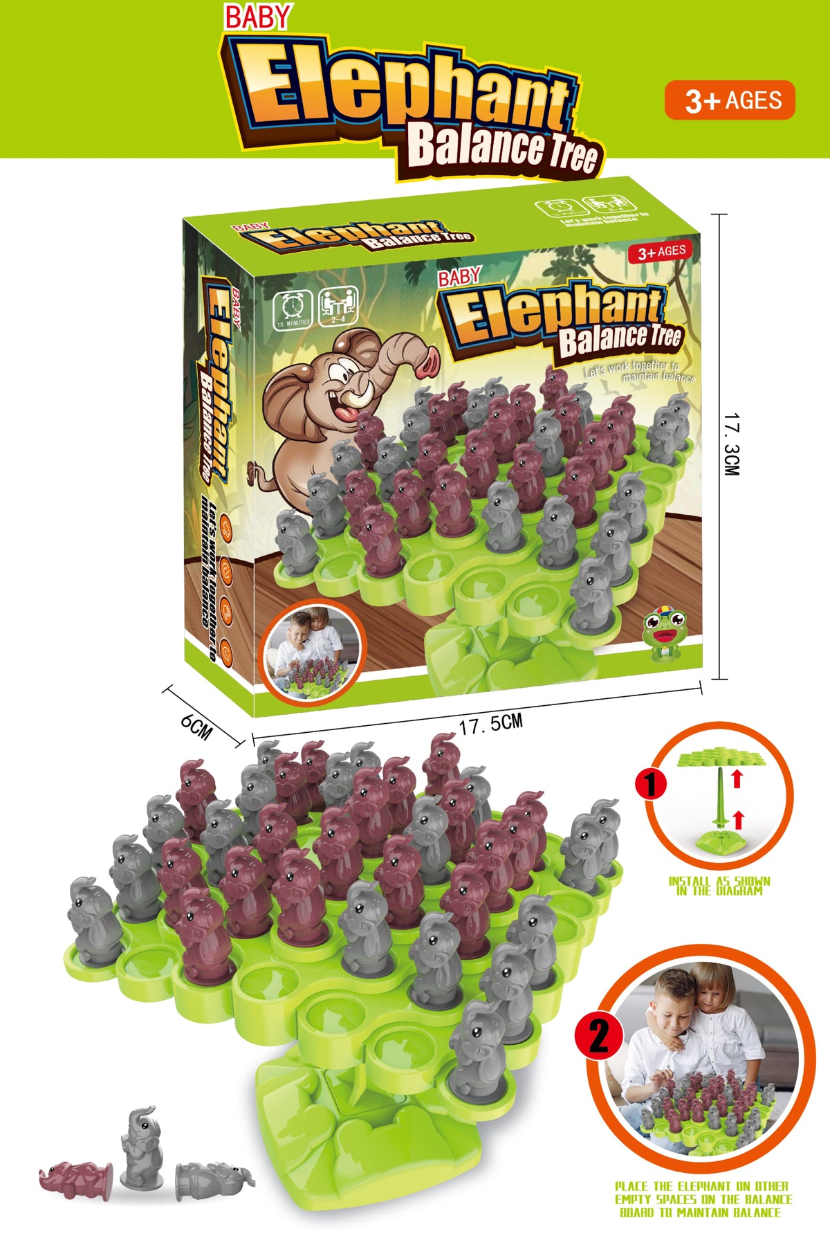 Elephant Balance Tree Game for Kids – Fine Motor & Logic Tabletop Challenge Toy