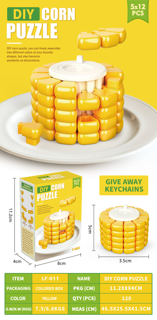 3D Corn Shaped Building Block Puzzle,DIY Assembly Toy,Portable Mini Model Kit,Creative Gift for Kids