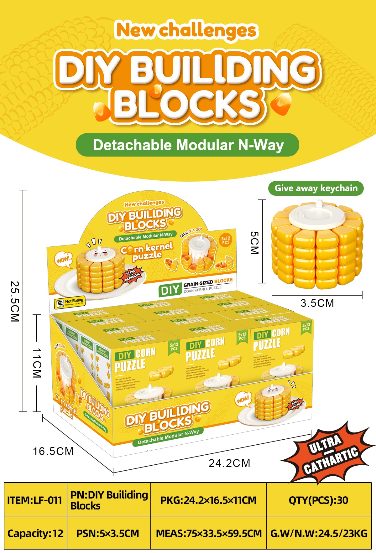3D Corn Shaped Building Block Puzzle,DIY Assembly Toy,Portable Mini Model Kit,Creative Gift for Kids