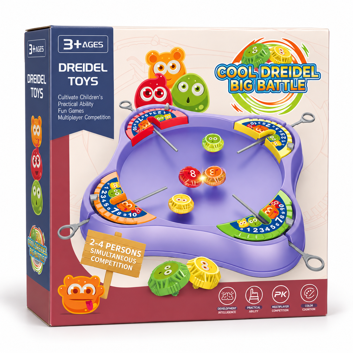Spinning Top Battle Arena for Kids – 2–4 Player Pull-Launch Tabletop Competition Game