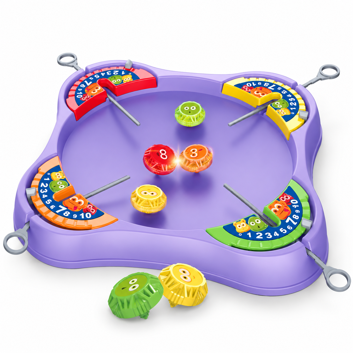 Spinning Top Battle Arena for Kids – 2–4 Player Pull-Launch Tabletop Competition Game